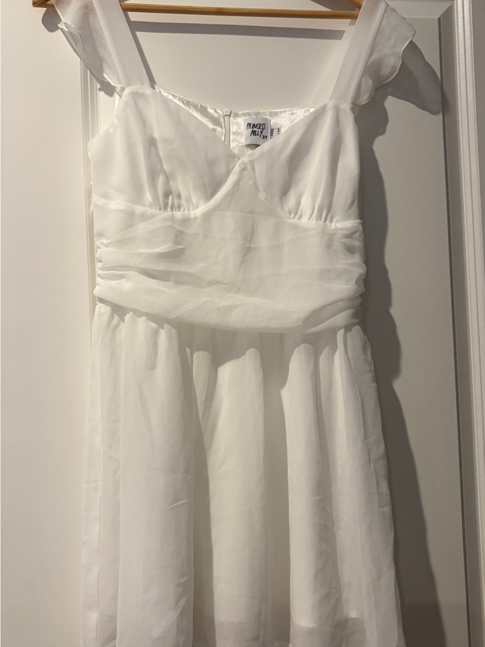 Princess Polly White Chiffon Midi Dress